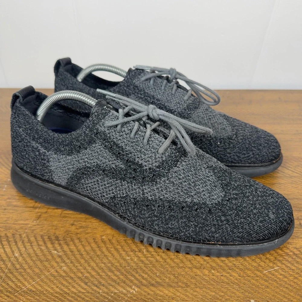 Cole Haan Shoes Mens 10‎ Black Gray 2.ZERØGRAND Stitchlite Wingtip Oxford C27563